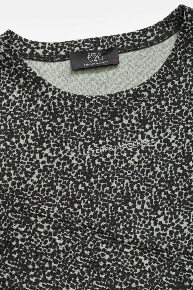 LE TEMPS DES CERISES Crop Top Besgi à Motif Léopard Vert 2 LE TEMPS DES CERISES Crop Top Besgi à Motif Léopard Vert – Image 2