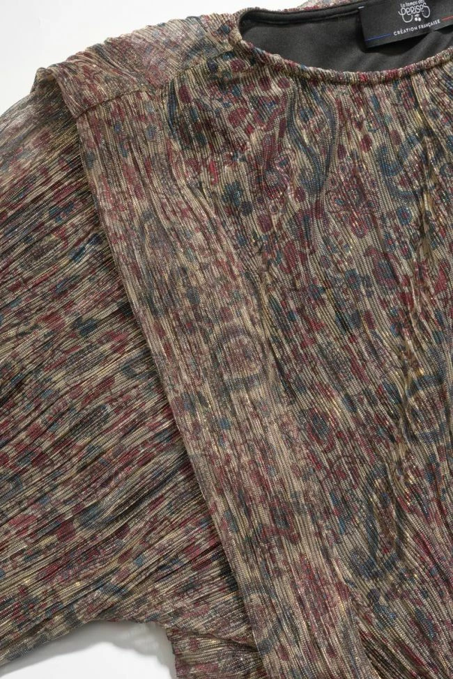 LE TEMPS DES CERISES Blouse Kiannagi à Motif Cachemire Irisée 2 LE TEMPS DES CERISES Blouse Kiannagi à Motif Cachemire Irisée – Image 2