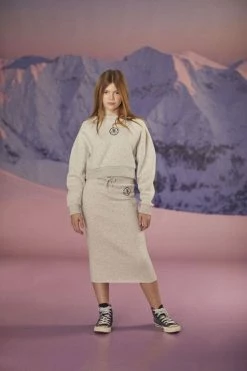 LE TEMPS DES CERISES Jupe Mi-longue Linagi Gris Chiné