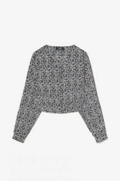 LE TEMPS DES CERISES Chemise Mileagi à Motif Floral Bleu Nuit Et Blanc