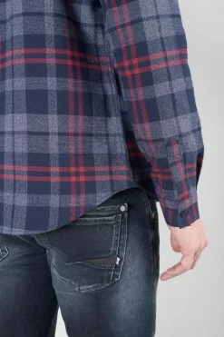 LE TEMPS DES CERISES Chemise Baste à Carreaux Bleu Marine -Le Temps des Cerises Soldes Magasin 232 hbaste0000000ml 3223 imaged1