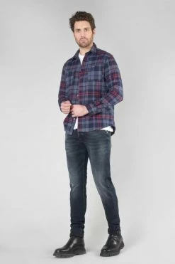 LE TEMPS DES CERISES Chemise Baste à Carreaux Bleu Marine -Le Temps des Cerises Soldes Magasin 232 hbaste0000000ml 3223 imaged5