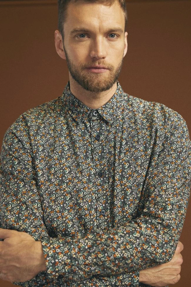 LE TEMPS DES CERISES Chemise Drome Noire à Motif Fleuri 1 LE TEMPS DES CERISES Chemise Drome Noire à Motif Fleuri