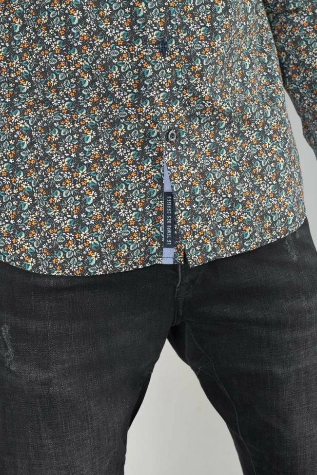 LE TEMPS DES CERISES Chemise Drome Noire à Motif Fleuri 5 LE TEMPS DES CERISES Chemise Drome Noire à Motif Fleuri – Image 5