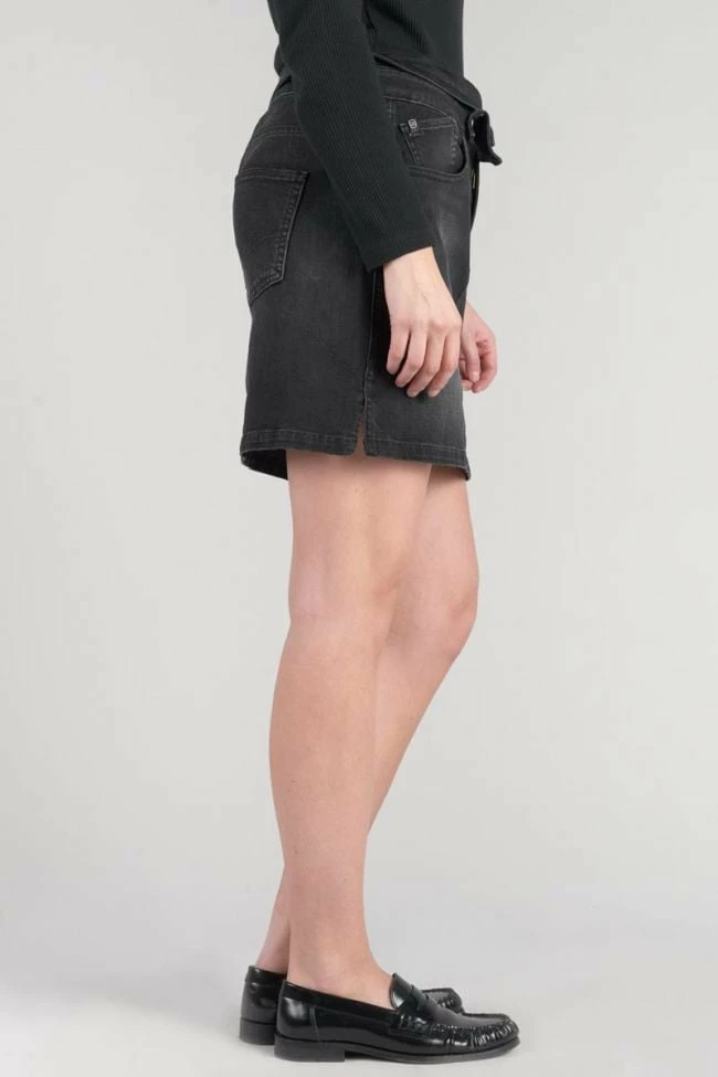 LE TEMPS DES CERISES Jupe Courte Callas En Jeans Noir Délavé 3 LE TEMPS DES CERISES Jupe Courte Callas En Jeans Noir Délavé – Image 3