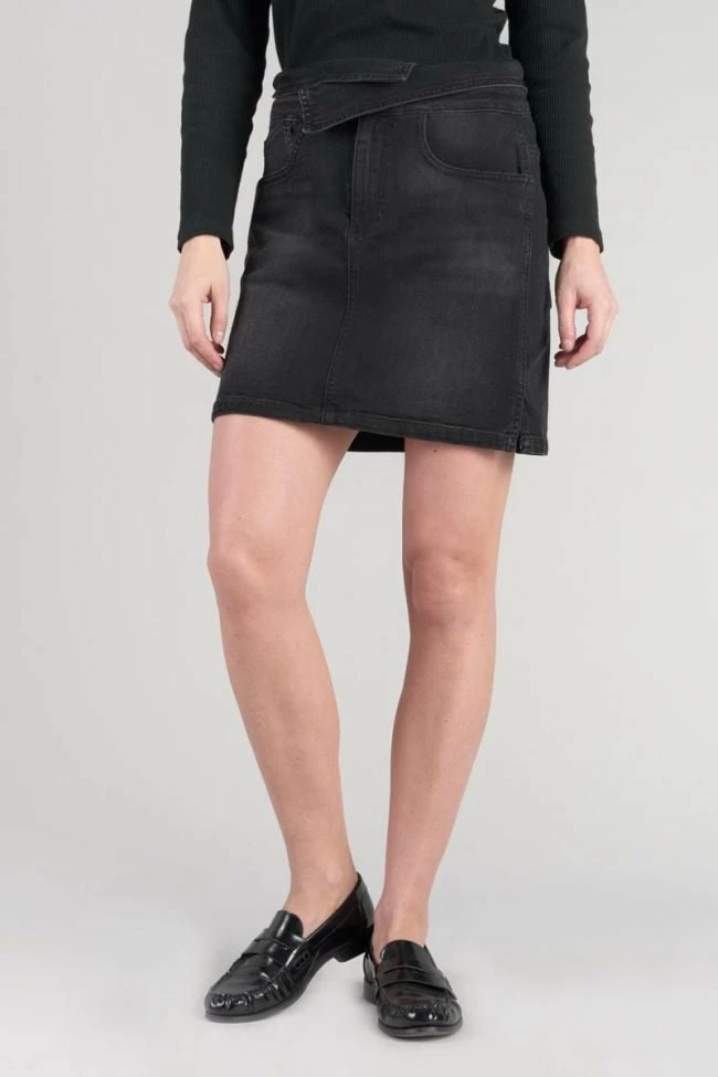 LE TEMPS DES CERISES Jupe Courte Callas En Jeans Noir Délavé 4 LE TEMPS DES CERISES Jupe Courte Callas En Jeans Noir Délavé – Image 4