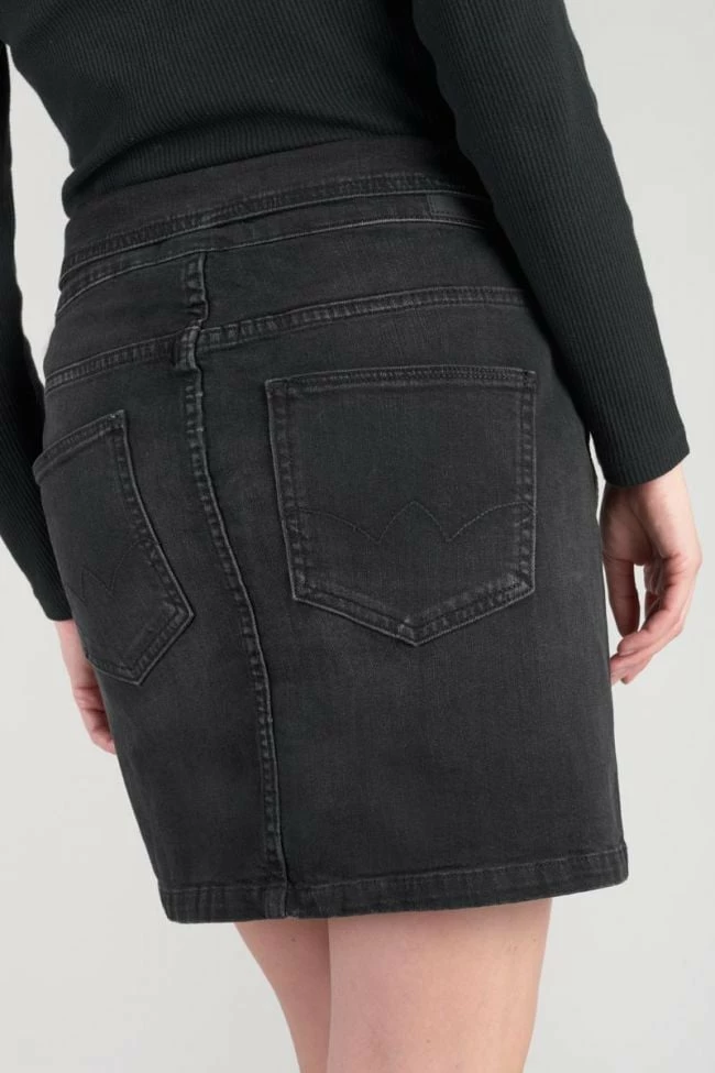 LE TEMPS DES CERISES Jupe Courte Callas En Jeans Noir Délavé 2 LE TEMPS DES CERISES Jupe Courte Callas En Jeans Noir Délavé – Image 2