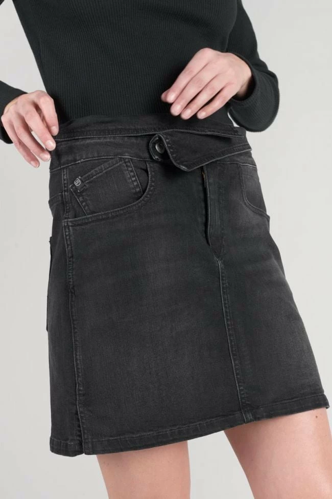 LE TEMPS DES CERISES Jupe Courte Callas En Jeans Noir Délavé 6 LE TEMPS DES CERISES Jupe Courte Callas En Jeans Noir Délavé – Image 6