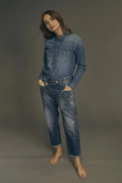 LE TEMPS DES CERISES Cosy Pocket Boyfit 7/8ème Jeans Destroy Bleu N°2