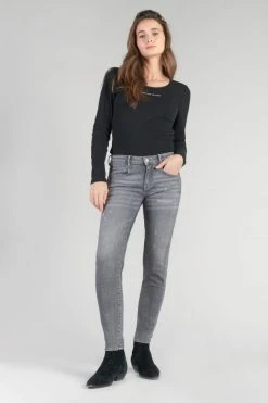 LE TEMPS DES CERISES Eylau Power Skinny 7/8ème Jeans Destroy Gris N°2
