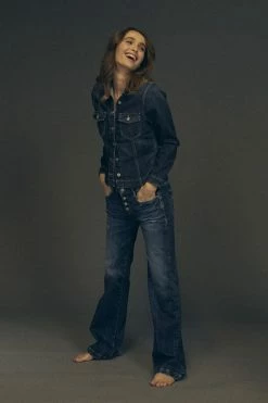 LE TEMPS DES CERISES Foch Flare Jeans Destroy Bleu N°2