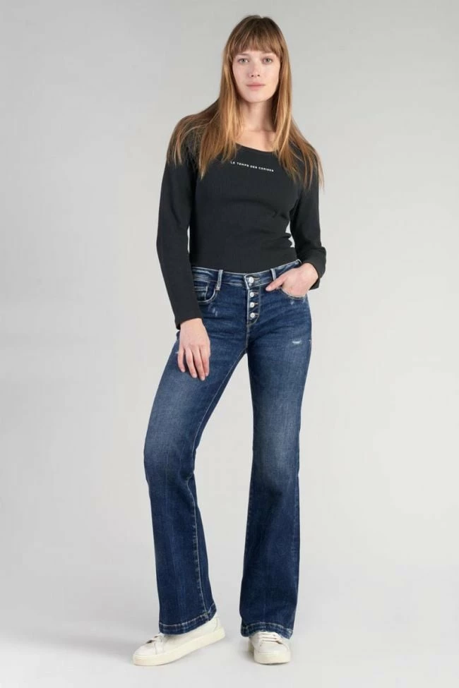 LE TEMPS DES CERISES Foch Flare Jeans Destroy Bleu N°2 6 LE TEMPS DES CERISES Foch Flare Jeans Destroy Bleu N°2 – Image 6
