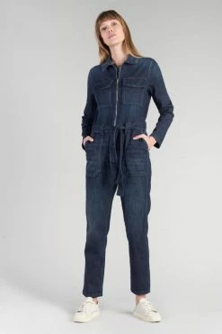 LE TEMPS DES CERISES Combinaison Pantalon Louisa En Jeans Bleu Délavé