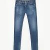 LE TEMPS DES CERISES Basic 600/17 Adjusted Jeans Destroy Bleu N°3