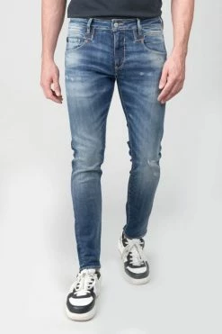 LE TEMPS DES CERISES Picpus Power Skinny 7/8ème Jeans Destroy Bleu N°2